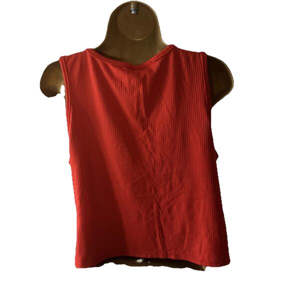 ❤️🔥 Y2K Rainbow Rouched Ribbed Crop Tank – Red – 1X - Picture 4 of 5